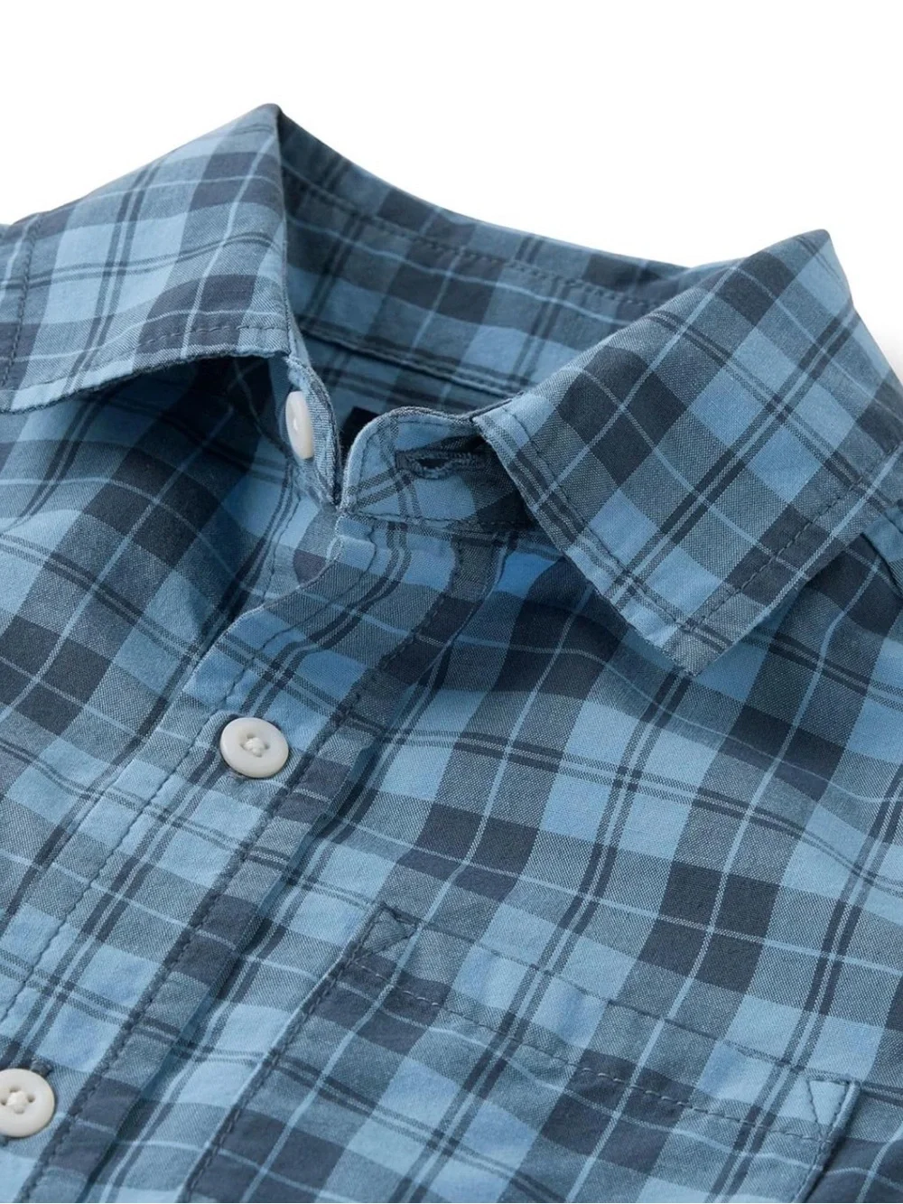 NWT The Children's Place Boys Small Blue Plaid Long Sleeve Button Down Shirt